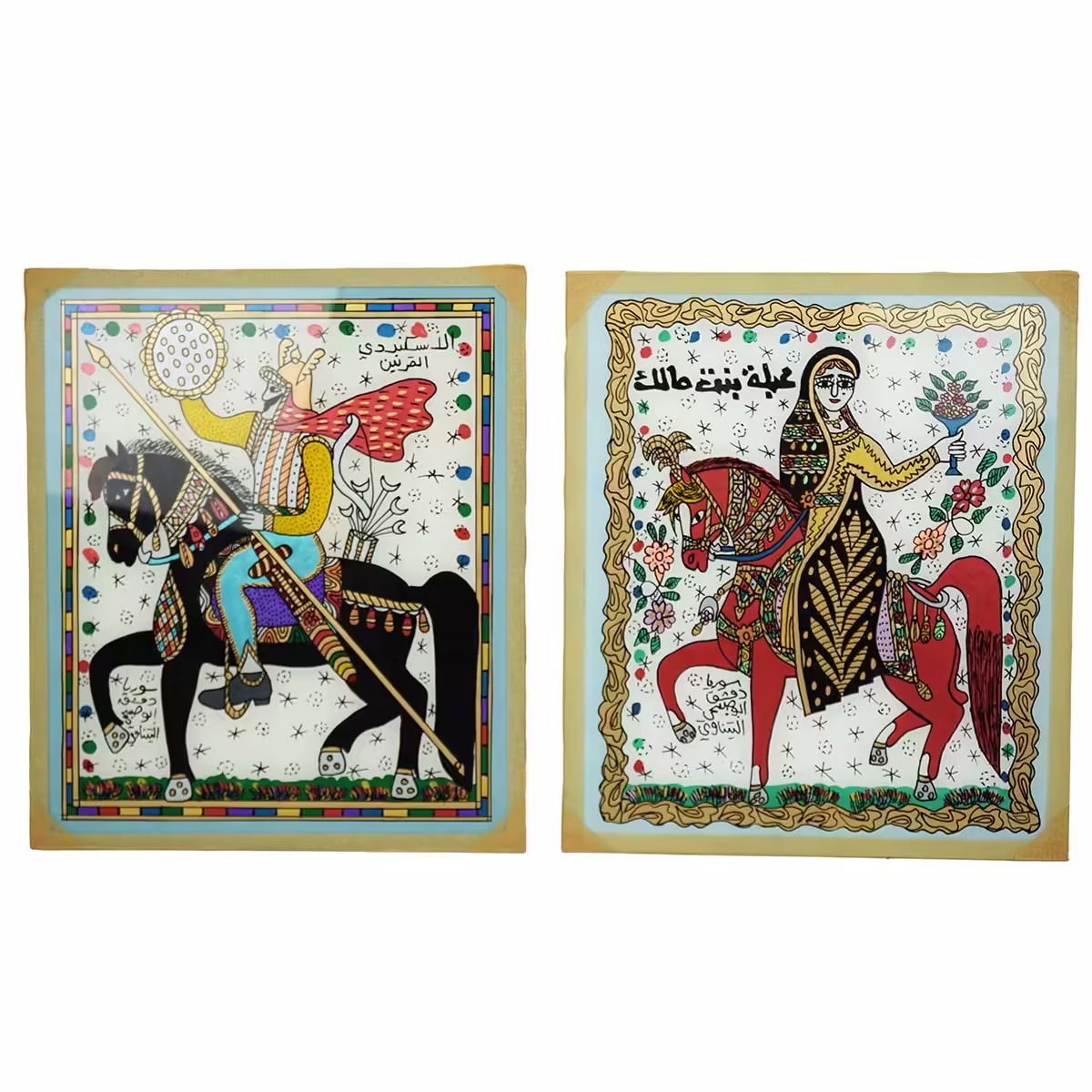 Antar and Abla Hand-Painted Glass Art