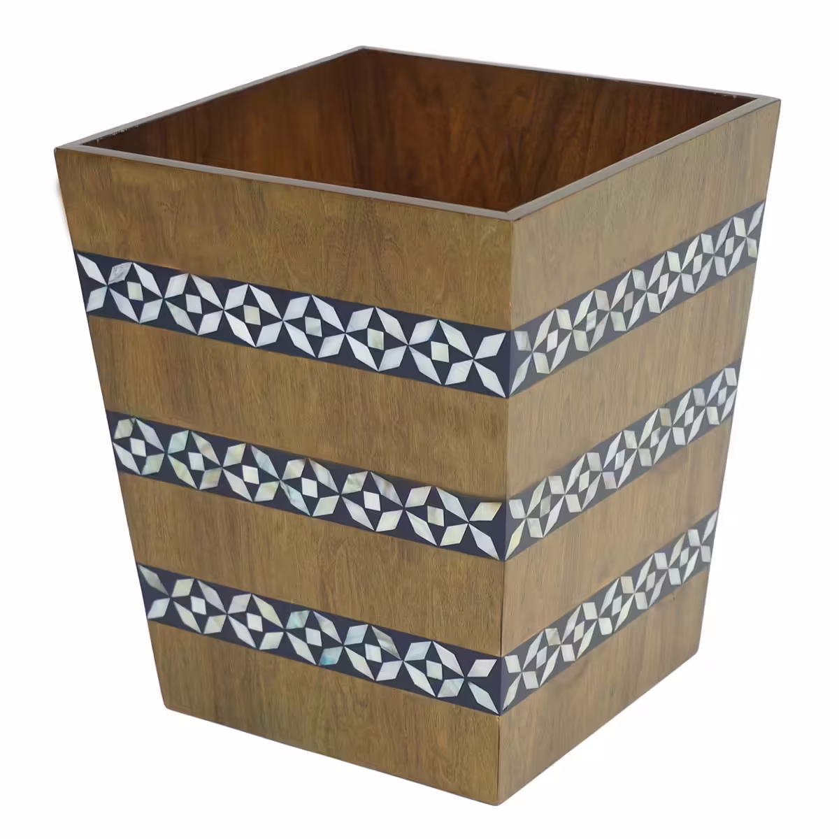 Elegant Mother-of-Pearl Inlay Pin Trash Can