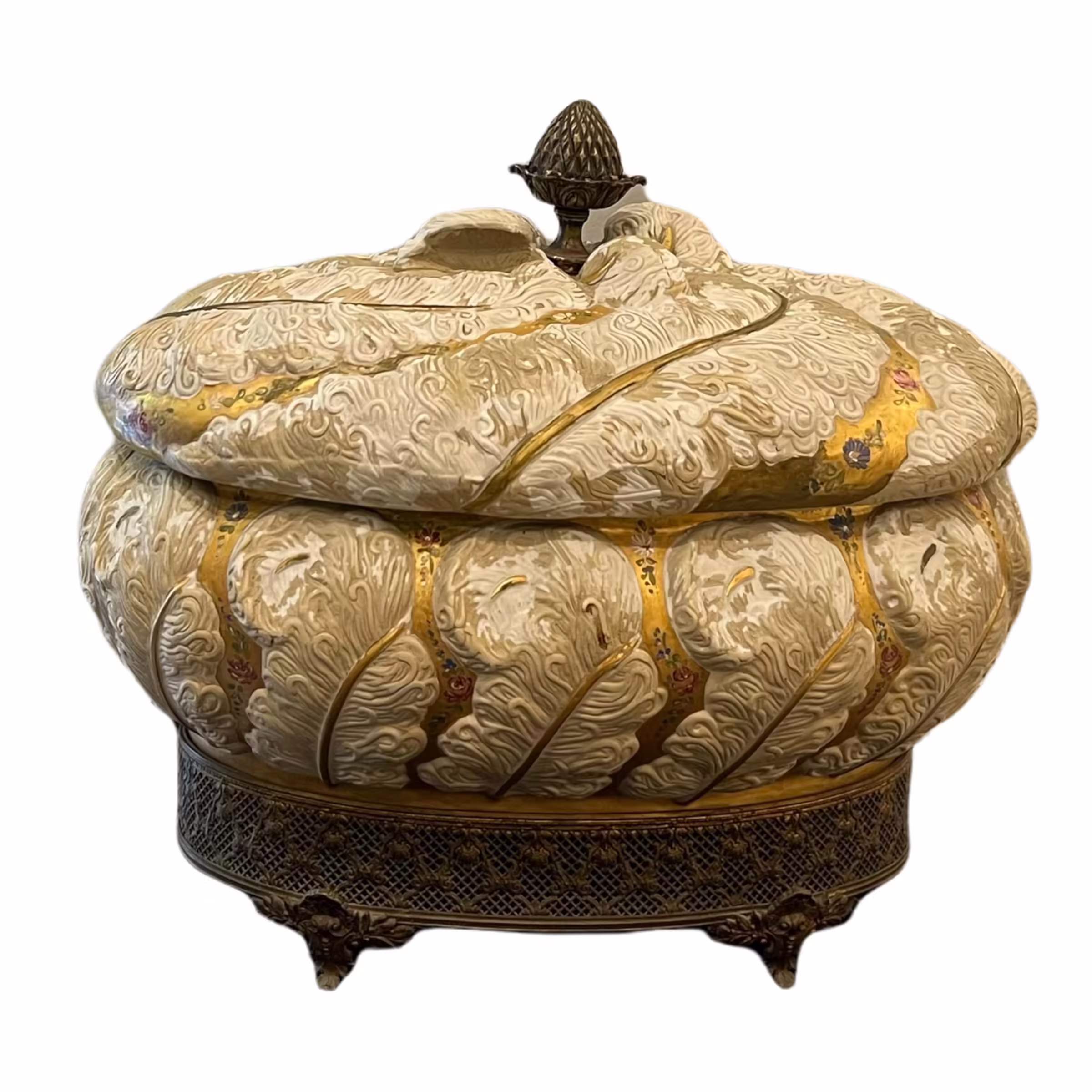 Antique-Sevres-Hand-made-bowl-gilt-Bronze-base4