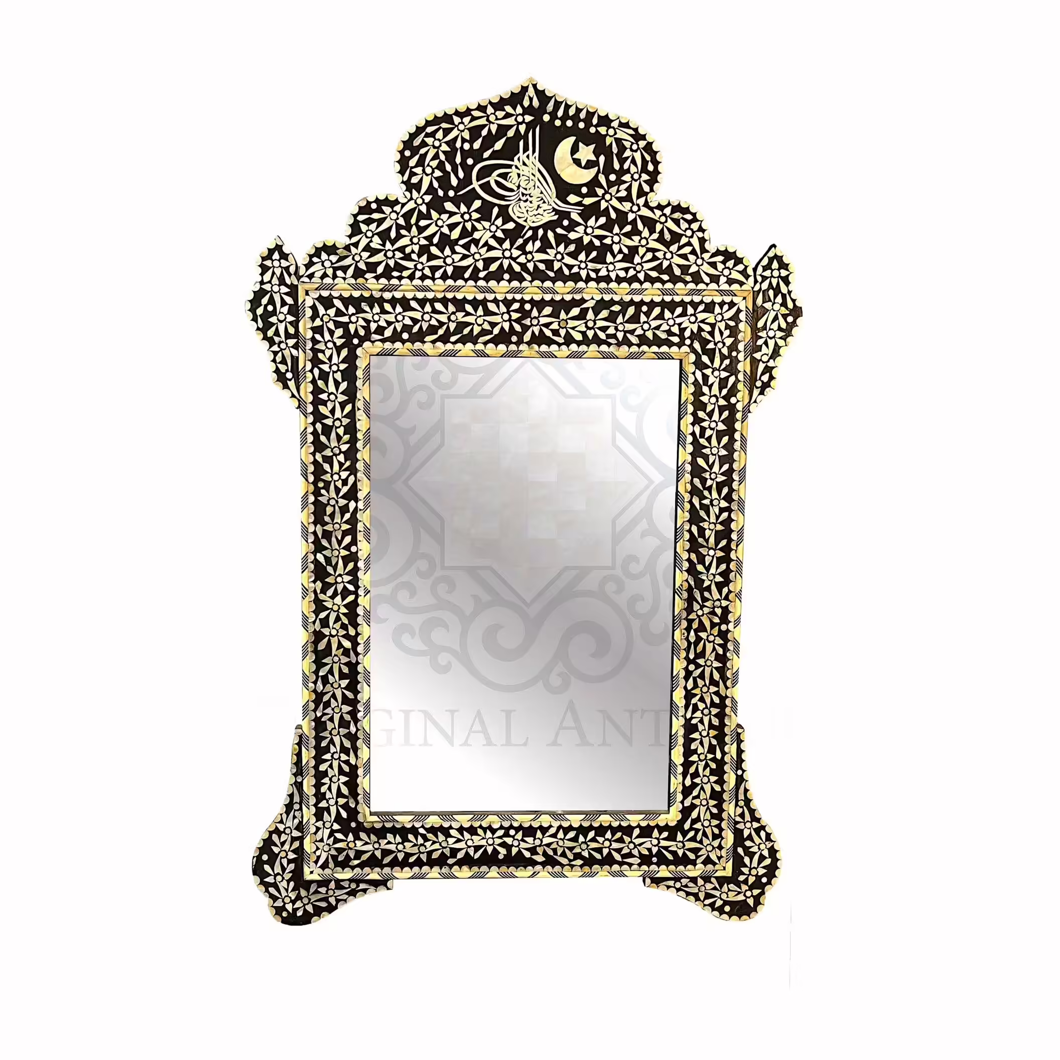 Elegant Mother-of-Pearl Inlaid Mirror | Unique Wall Decoration
