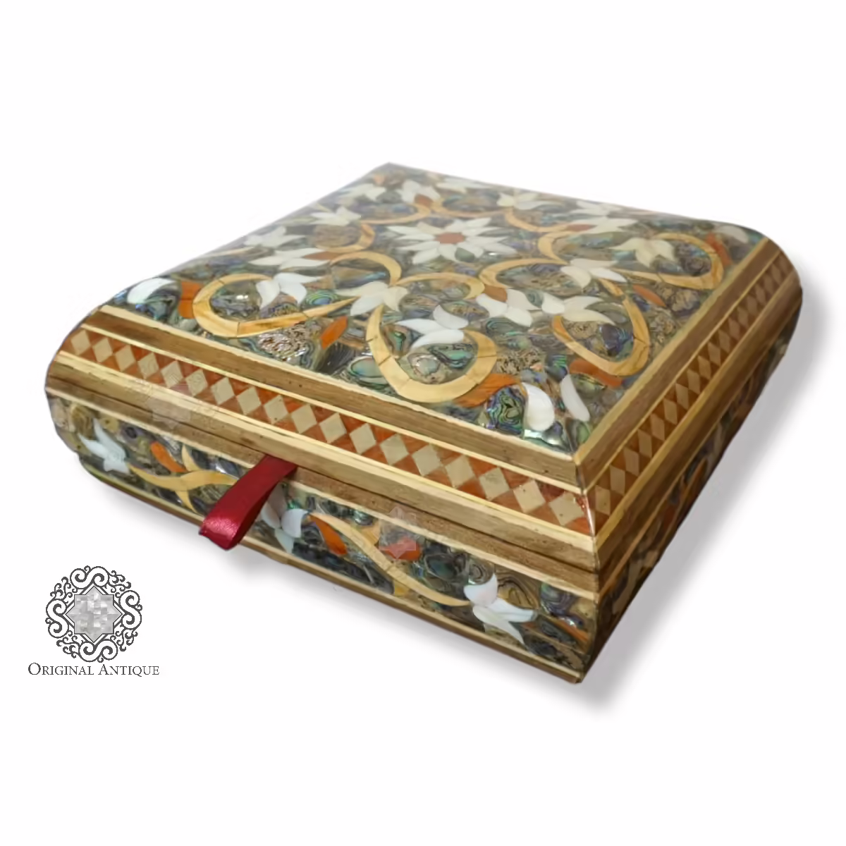 Exquisite Hand-Crafted Jewelry Box with Mother of Pearl Inlay IV.
