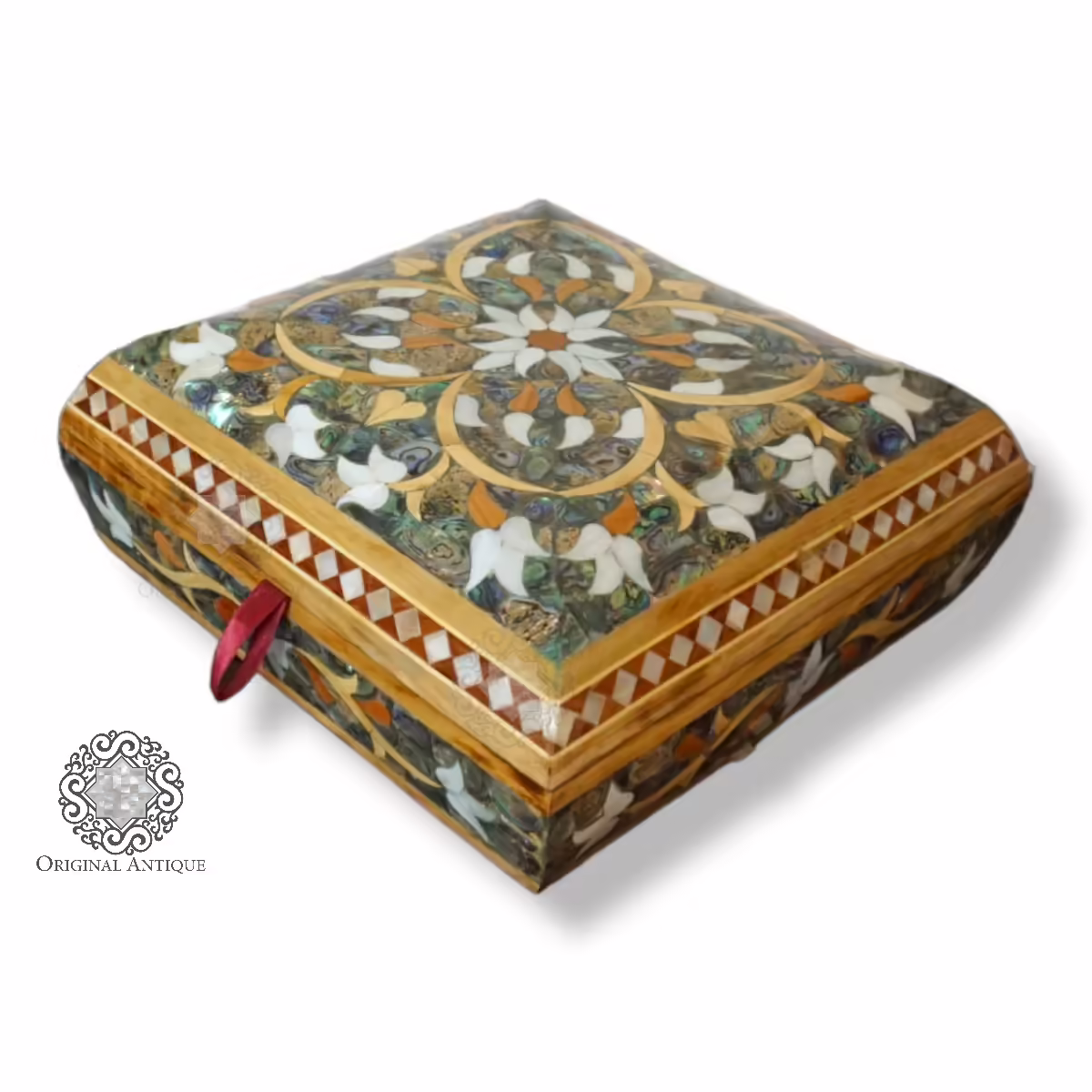 Exquisite Hand-Crafted Jewelry Box with Mother of Pearl Inlay