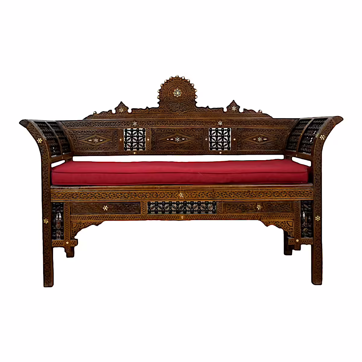 Hand-Carved Wooden Vintage Bench