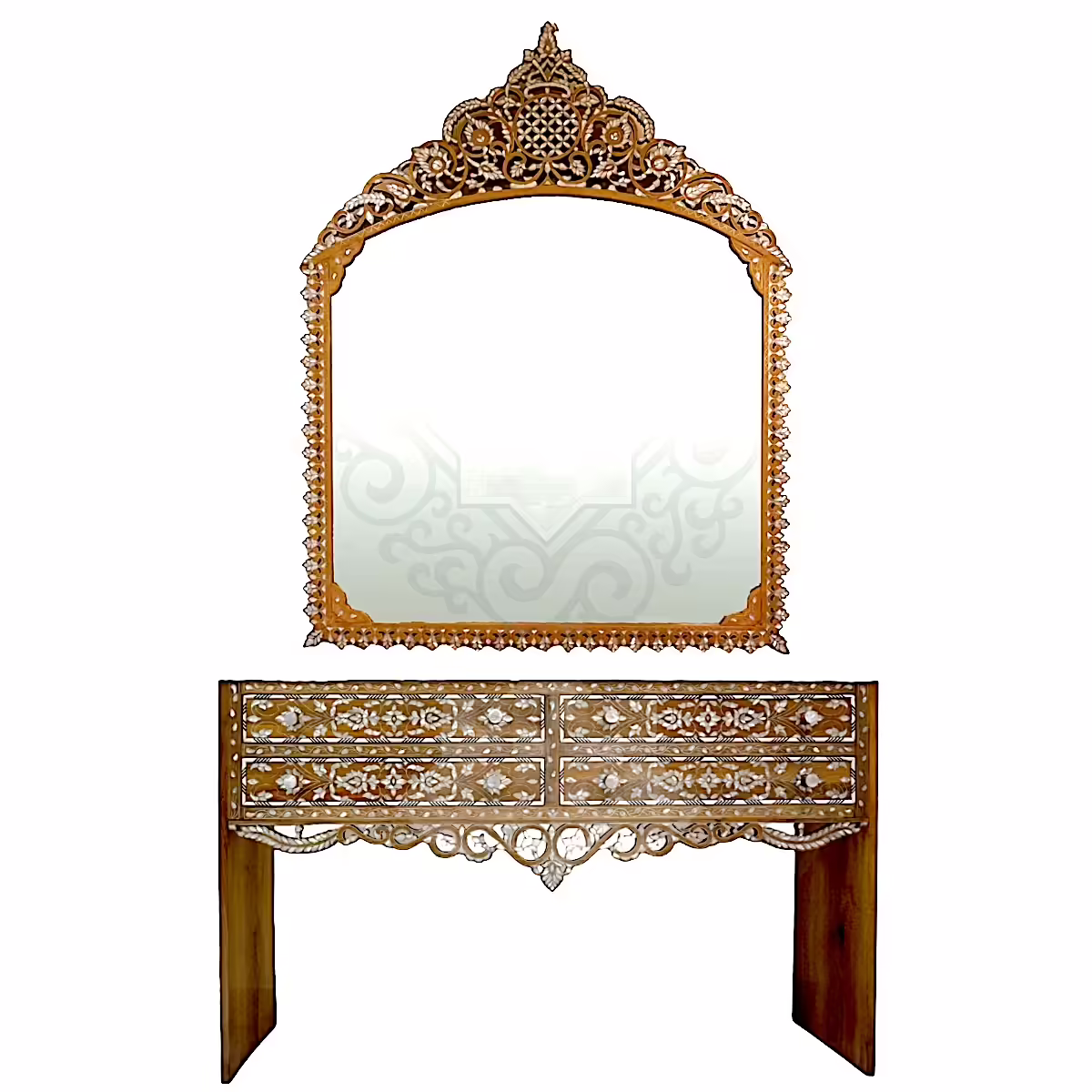 Handcrafted Wooden Mother-of-Pearl Inlay Console and Mirror.DSC02061 (1) (2)Handcrafted Wooden Mother-of-Pearl Inlay Console and Mirror.