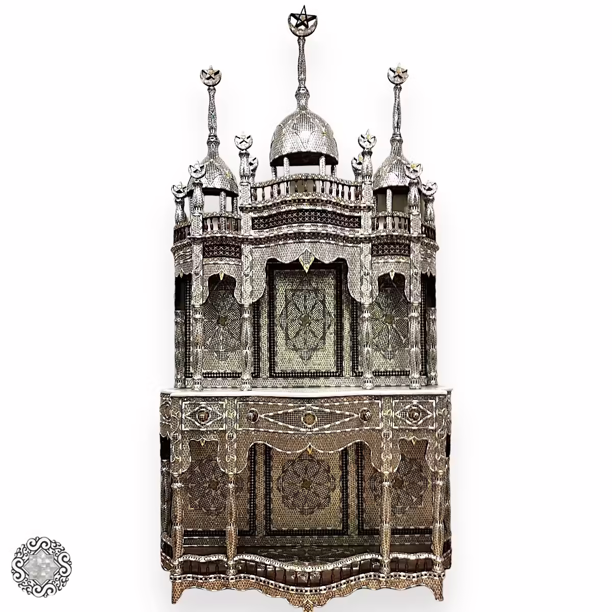 Vintage Hand-Crafted Wooden Gardenia with Mother-of-Pearl Inlay3