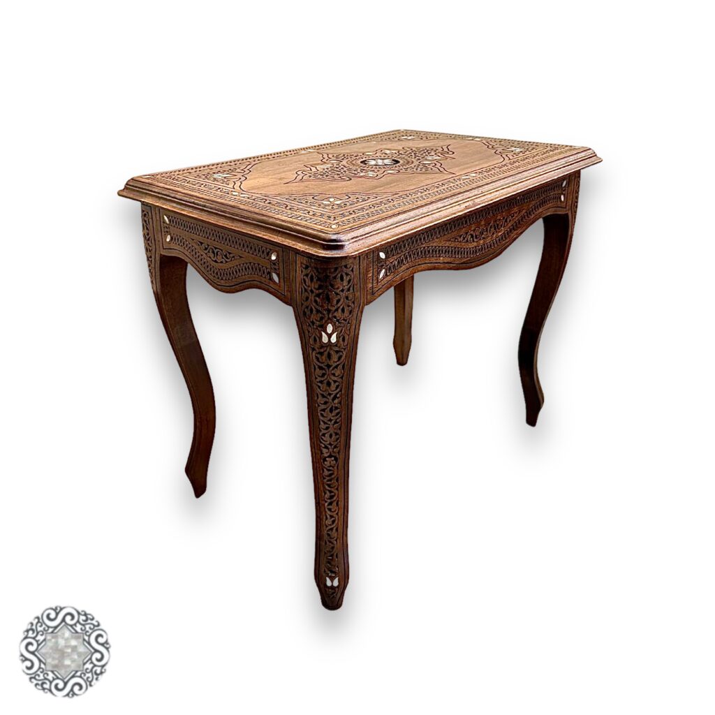 Handmade Wooden Damask Style Inlay Table. – Original Antique